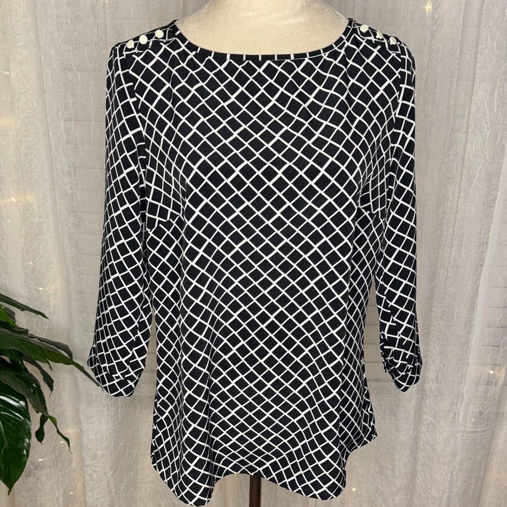 The Limited Black and White Geometric Blouse